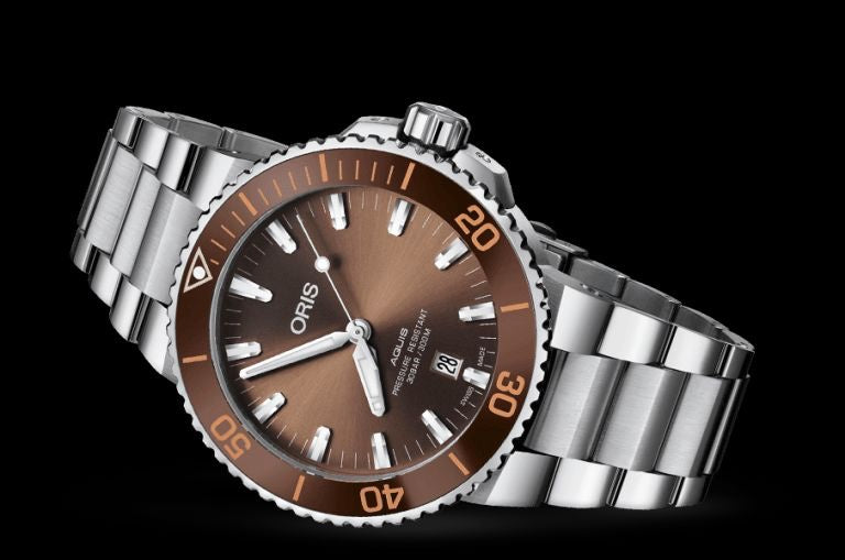 Oris Aquis Date Authentic Automatic Silver Brown Dial