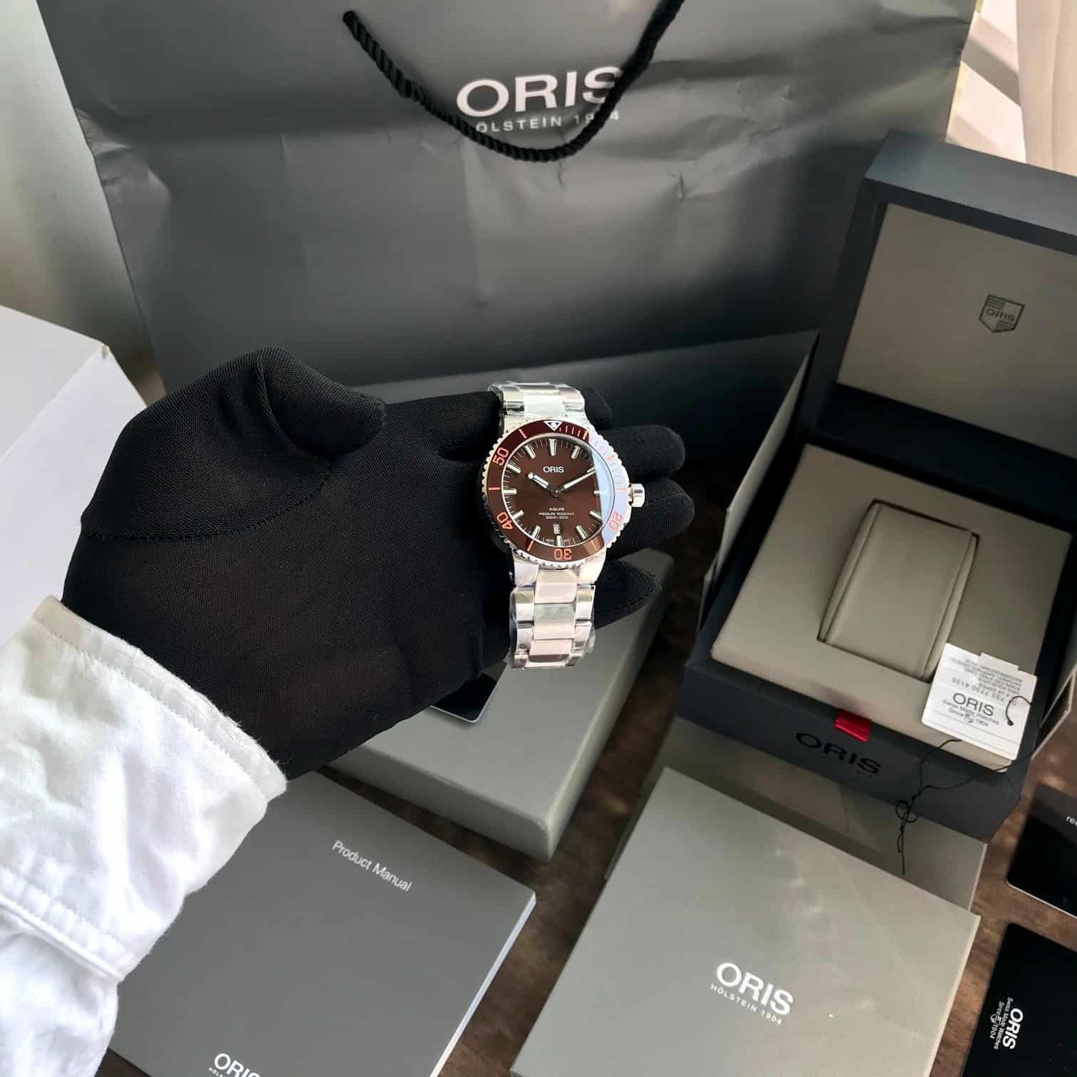Oris Aquis Date Authentic Automatic Silver Brown Dial