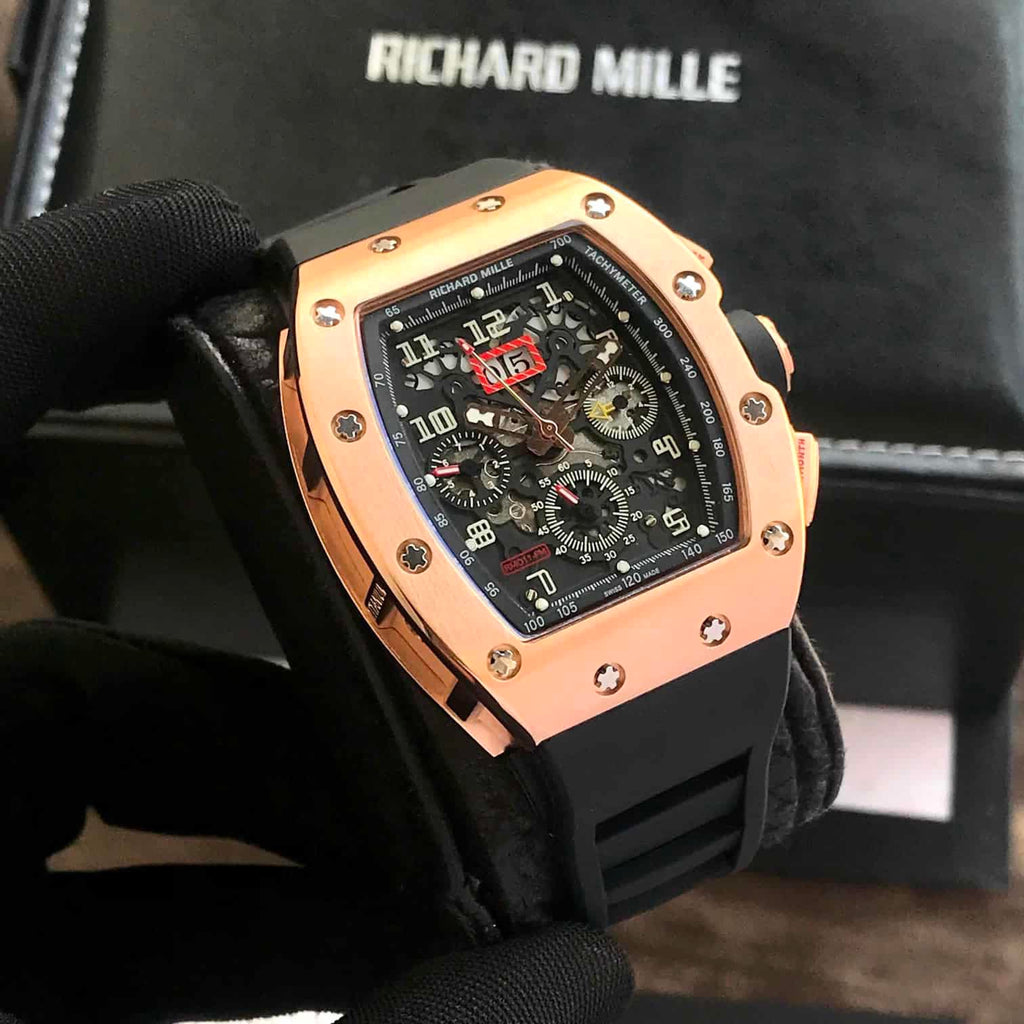 Richard Mille RM011-FM Rose Gold Black Dial SuperClone