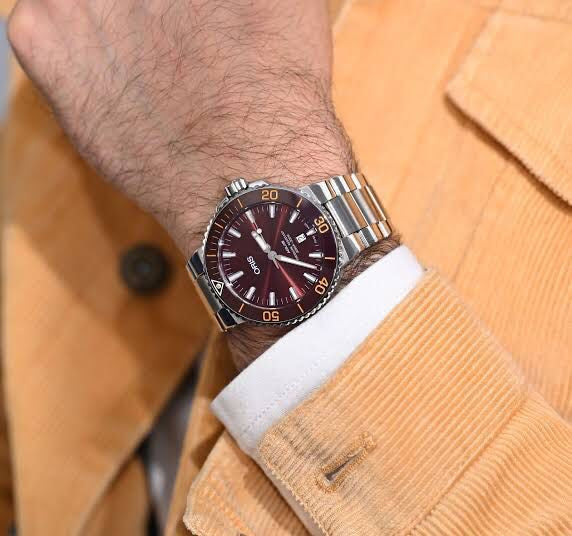 Oris Aquis Date Authentic Automatic Silver Brown Dial