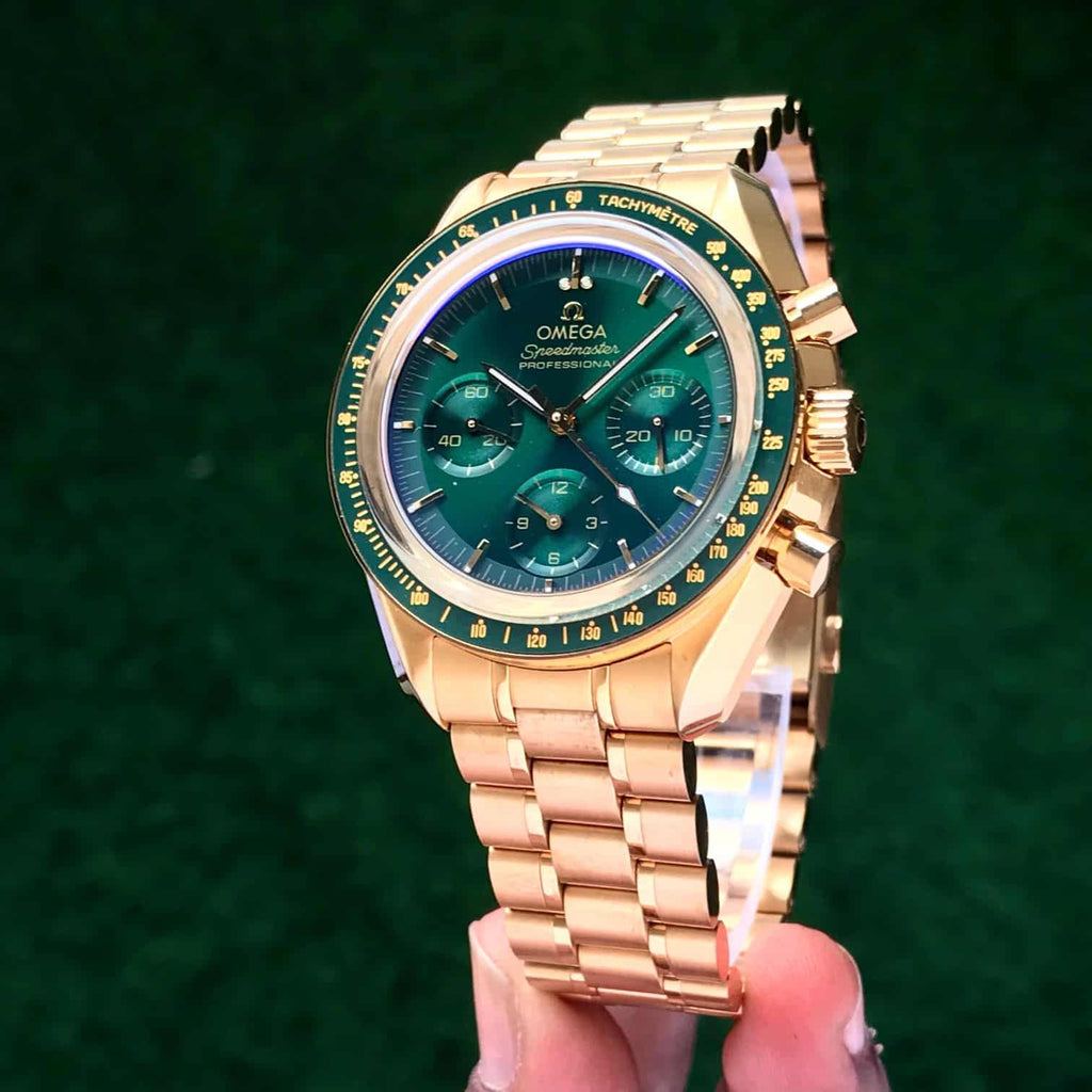 Omega Speedmaster Moonwatch Professional Golden Green Dial Swiss ETA Automatic Men’s Watch