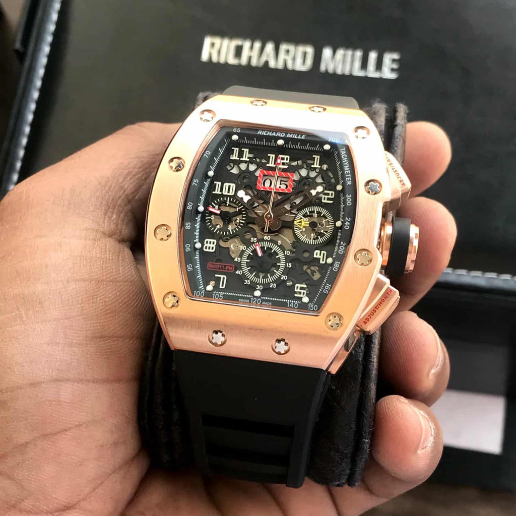 Richard Mille RM011-FM Rose Gold Black Dial SuperClone