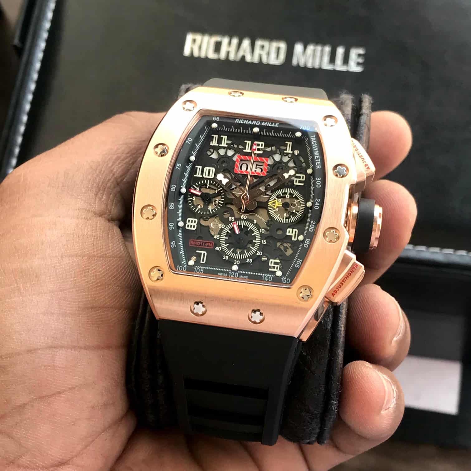 Richard Mille RM011-FM Rose Gold Black Dial SuperClone