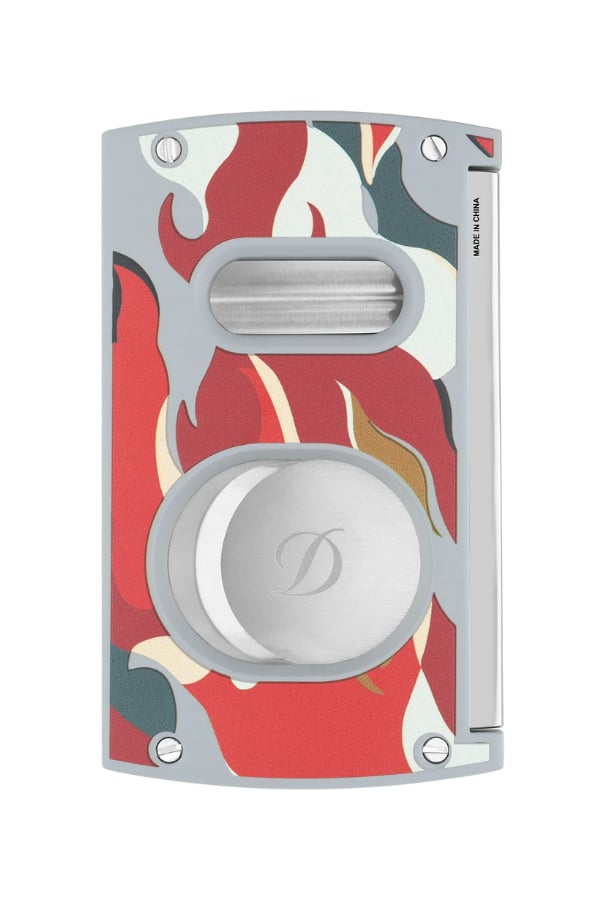 S.T. Dupont Camo Kamuflaj Desenli Kırmızı Düz & V Puro Makası Kesici 3451R