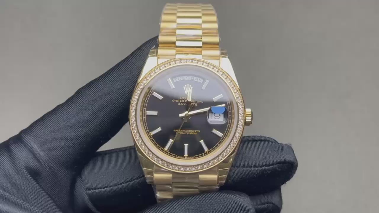 Superclone Rolex Day-Date Bright black Dial 228348RBR 40 mm
