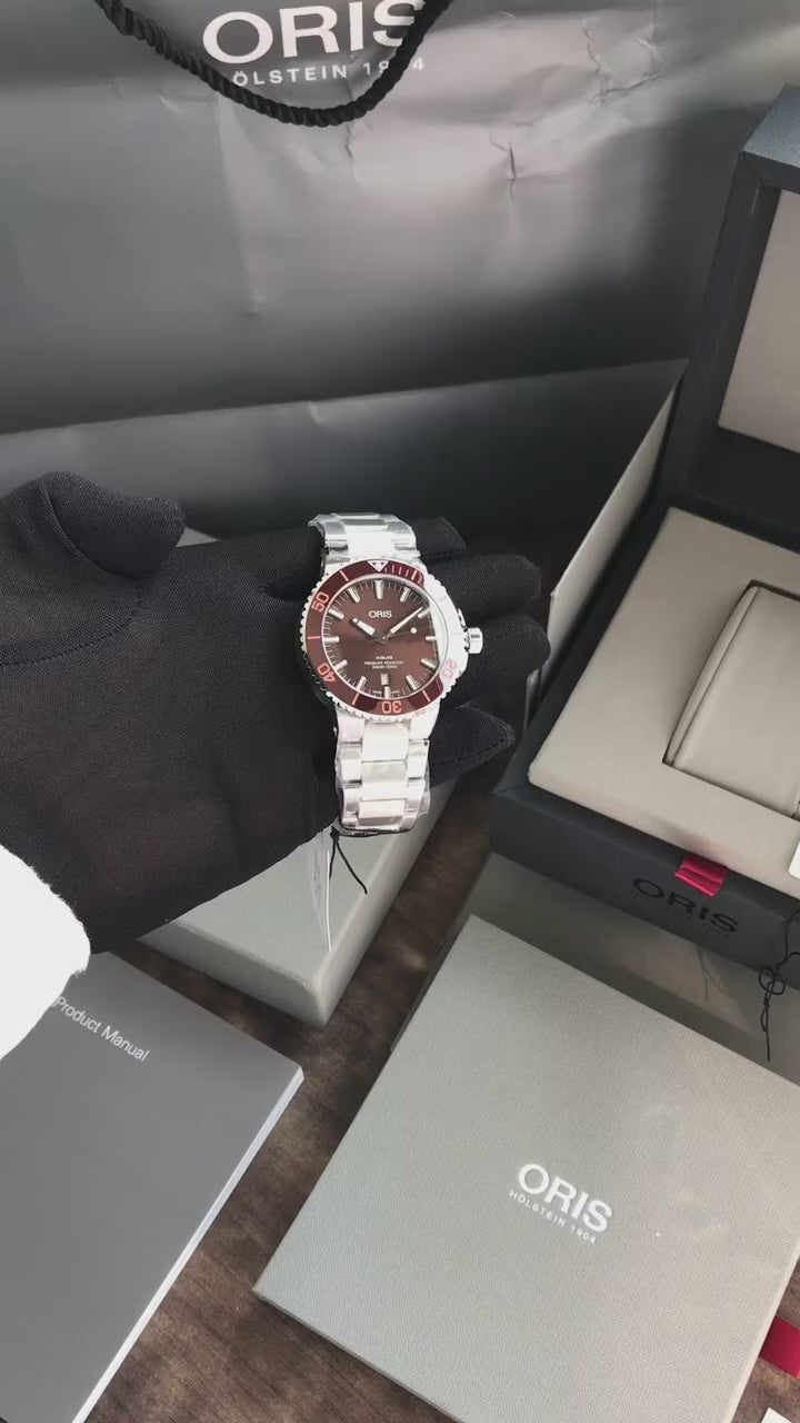 Oris Aquis Date Authentic Automatic Silver Brown Dial