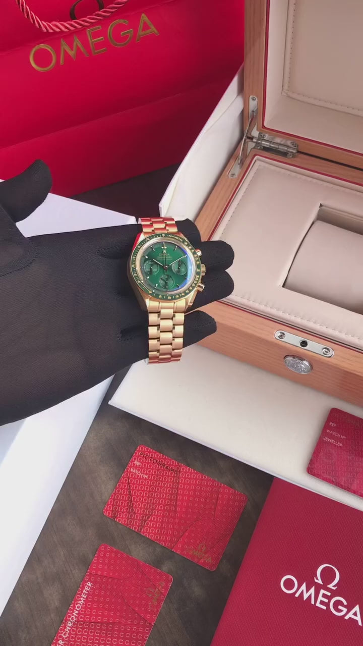 Omega Speedmaster Moonwatch Professional Golden Green Dial Swiss ETA Automatic Men’s Watch